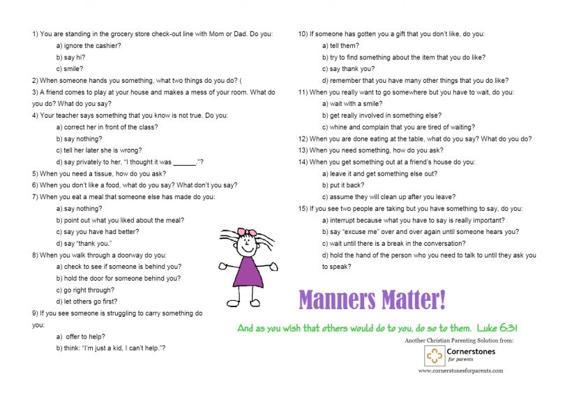 Free Christian Parenting Printables | Cornerstones for Parents
